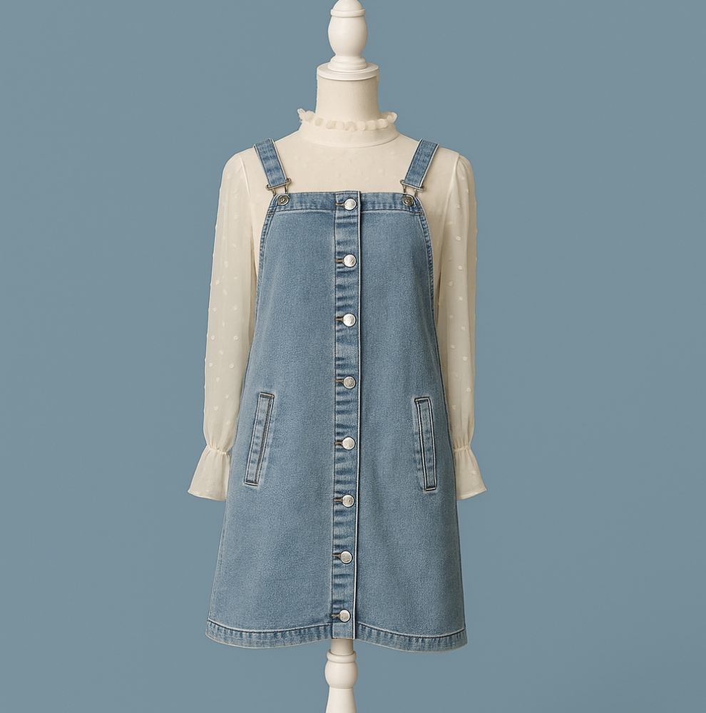 Blue Denim Button-Front Dress